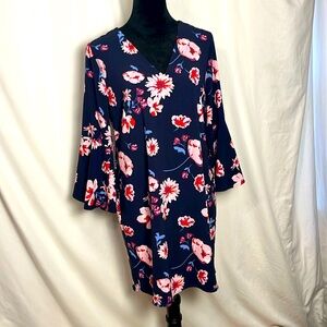 Mudpie navy floral shift with bell sleeves S mint confition !